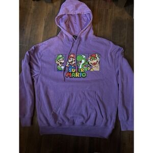 Super Mario Hoodie Pullover Small Purple